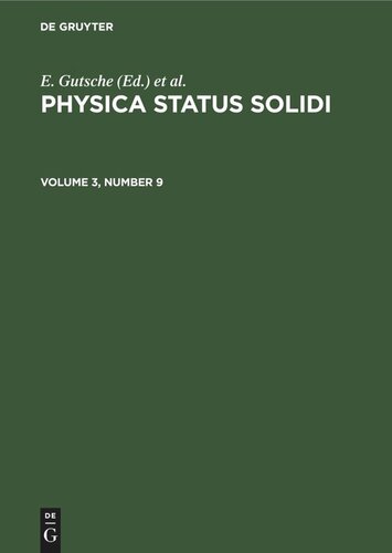 ﻿Physica status solidi: جلد 3، شماره 9