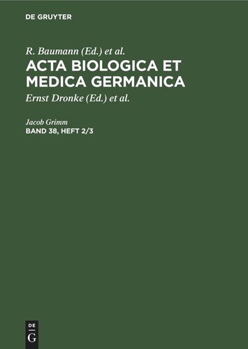 ﻿Acta Biologica et Medica Germanica: جلد 38، شماره 2/3