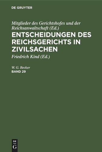 ﻿تصمیمات دادگاه رایش در امور مدنی: جلد 29