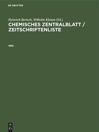 ﻿Chemisches Zentralblatt / فهرست مجله: 1966