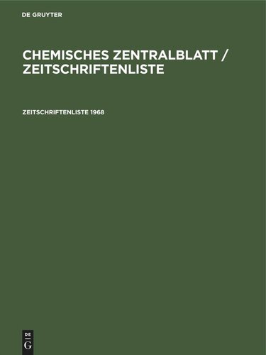 ﻿Chemisches Zentralblatt / فهرست مجله: 1968