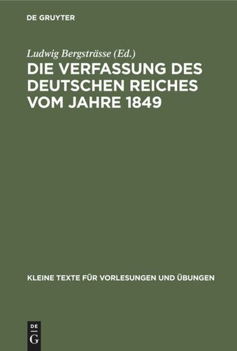 ﻿قانون اساسی امپراتوری آلمان از 1849: با پیش نویس های اولیه، پیشنهادات متقابل و اصلاحات تا پارلمان ارفورت
