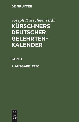 ﻿تقویم محقق آلمانی Kürschner: نسخه هفتم 1950