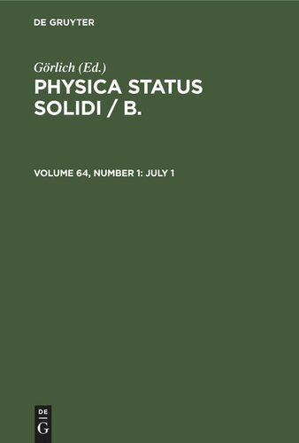 ﻿Physica status solidi / B.: جلد 64، شماره 1 ژوئیه 1