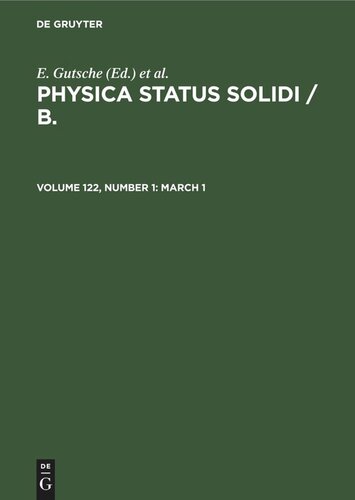 ﻿Physica status solidi / B.: جلد 122، شماره 1 1 مارس