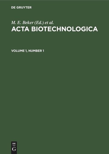 ﻿Acta Biotechnologica: جلد 1 ، شماره 1