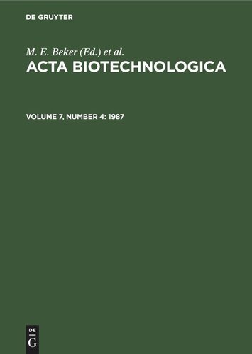 ﻿Acta Biotechnologica: جلد 7، شماره 4 1987
