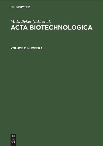﻿Acta Biotechnologica: جلد 2 ، شماره 1