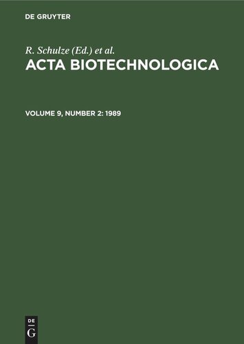 ﻿Acta Biotechnologica: جلد 9، شماره 2 1989
