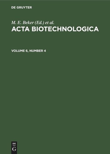 ﻿Acta Biotechnologica: جلد 6، شماره 4