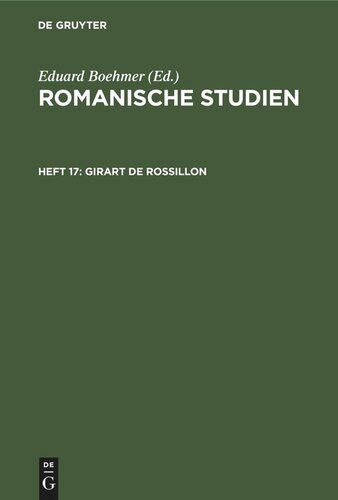 ﻿مطالعات رمانسک: شماره 17 Girart de Rossillon