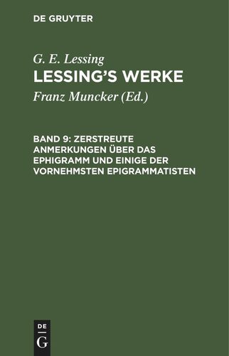 ﻿آثار لسینگ: جلد 9 نت‌های پراکنده روی خط و برخی از برجسته‌ترین نویسندگان