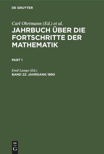﻿سالنامه پیشرفت ریاضیات: جلد 22 سال 1890
