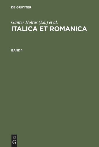 ﻿Italica et Romanica: Festschrift برای Max Pfister در 65 سالگی او