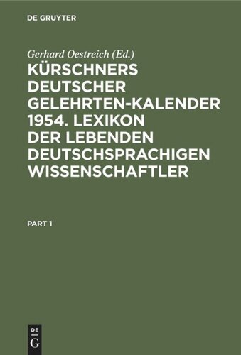 ﻿تقویم محقق آلمانی Kürschner 1954. واژگان دانشمندان زنده آلمانی زبان