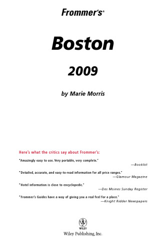 ﻿Frommer's Boston 2009