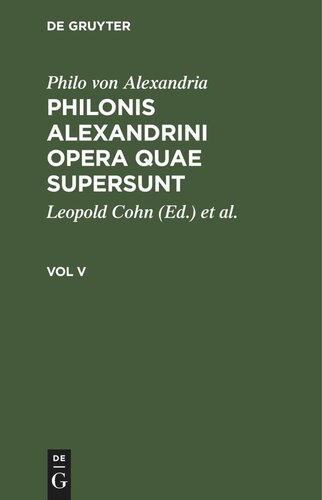 ﻿Philo of Alexandria Opera: جلد 5