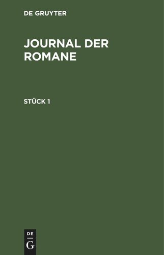 Journal der Romane: Stück 1