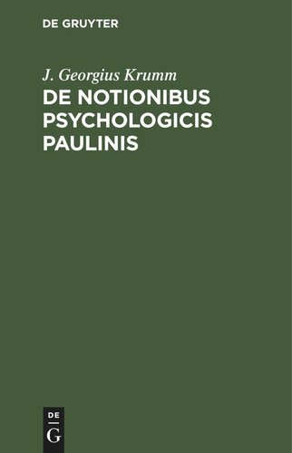 ﻿De notionibus psychologicis Paulinis: پایان نامه