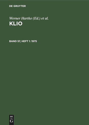 ﻿KLIO: دوره 57 ، شماره 1 1975