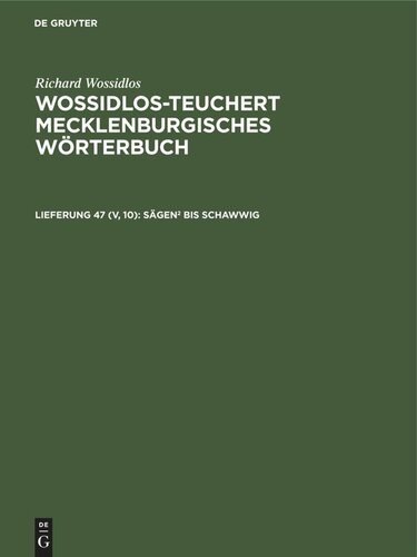 ﻿Wossidlos-Teuchert Mecklenburg Dictionary: Delivery 47 (V, 10) saws2 to schawwig