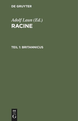 ﻿Racine: Part 1 Britannicus