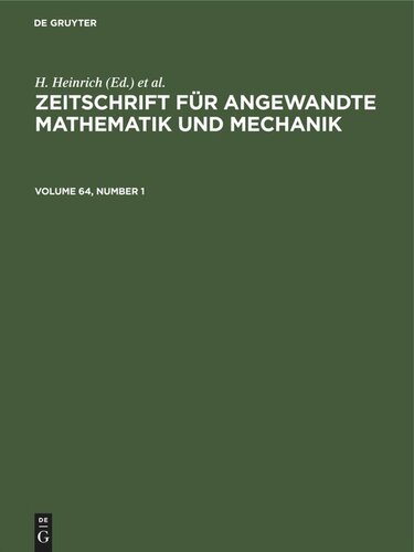 ﻿Zeitschrift für Angewandte Mathematik und Mechanik: جلد 64، شماره 1