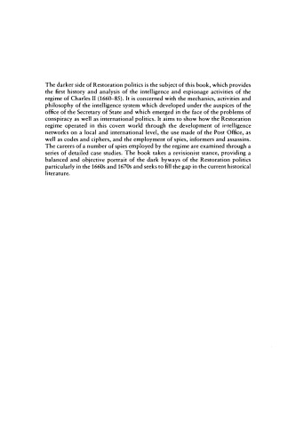 ﻿اطلاعات و جاسوسی در دوران سلطنت چارلز دوم، 1660-1685