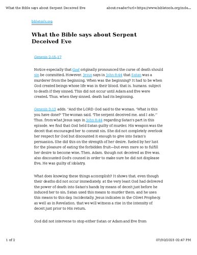 ﻿کتاب مقدس: آنچه کتاب مقدس در مورد مار فریب خورده حوا می گوید