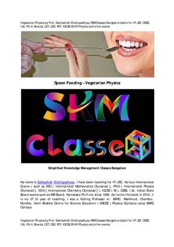 ﻿تغذیه با قاشق باید فیزیک پسران و مردان را برای امتحانات المپیاد IIT JEE توسط پروفسور ساب هاشیش چتوپادحیای بداند.