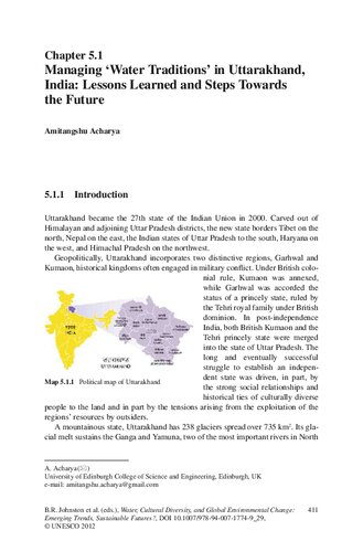 ﻿مدیریت سنت های آب در اوتاراکند: درس های آموخته شده و گام هایی به سوی آینده