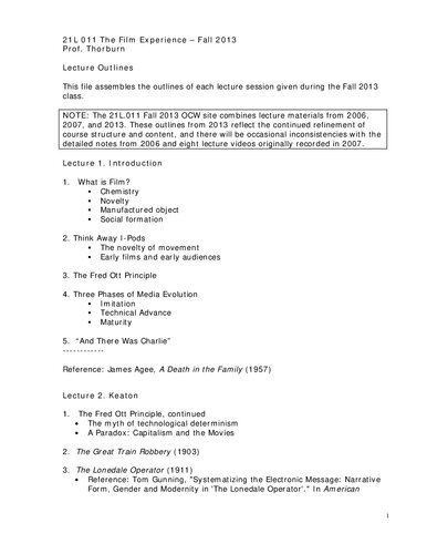 ﻿تجربه فیلم: خطوط کلی سخنرانی