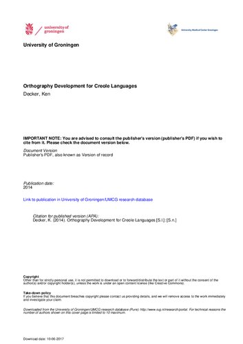 ﻿توسعه املاء برای زبان های کریول