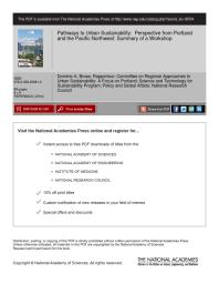 ﻿مسیرهای پایداری شهری: دیدگاهی از پورتلند و شمال غربی اقیانوس آرام: خلاصه یک کارگاه آموزشی