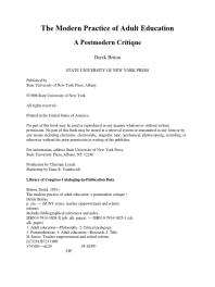 ﻿عمل مدرن آموزش بزرگسالان: یک نقد پست مدرن