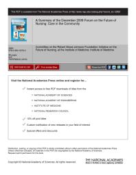 ﻿خلاصه ای از مجمع دسامبر 2009 در مورد آینده پرستاری: مراقبت در جامعه