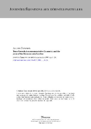 فرمول ردیابی در هندسه غیرمتقارن و صفرهای عملکرد زیمنس ریمان (Journées Équations aux dérivées partielles 1997)