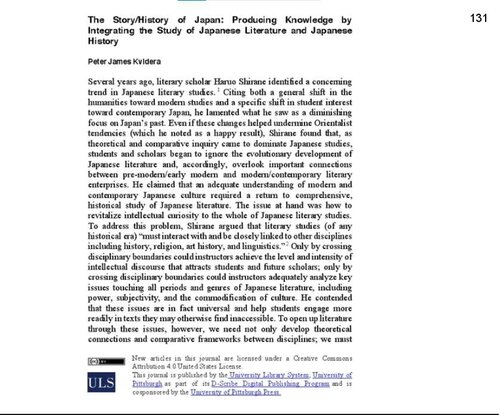 ﻿داستان/تاریخ ژاپن: تولید دانش با ادغام مطالعه ادبیات ژاپن و تاریخ ژاپن