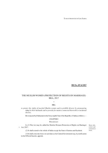 ﻿لایحه زنان مسلمان (حمایت از حقوق ازدواج)، 2017