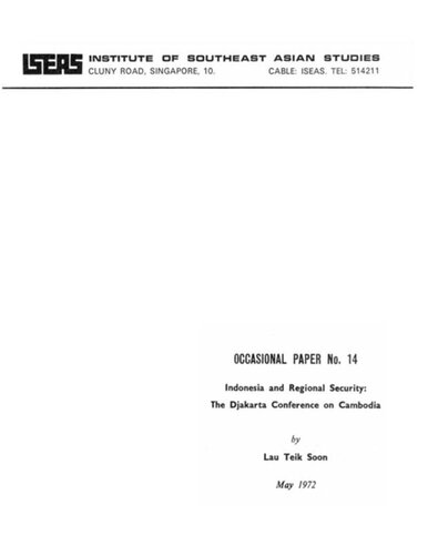 ﻿اندونزی و امنیت منطقه ای: کنفرانس جاکارتا در مورد کامبوج