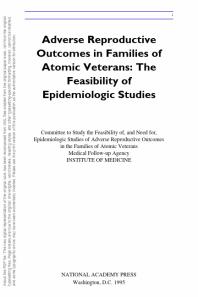 ﻿پیامدهای نامطلوب باروری در خانواده های جانبازان اتمی: امکان سنجی مطالعات اپیدمیولوژیک