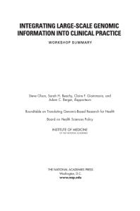 ﻿ادغام اطلاعات ژنومی در مقیاس بزرگ در عمل بالینی: خلاصه کارگاه