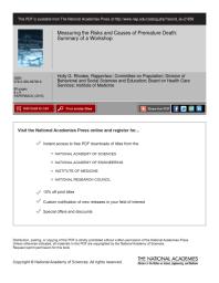 ﻿اندازه گیری خطرات و علل مرگ زودرس: خلاصه کارگاه ها