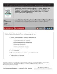 ﻿پیشگیری از خشونت شریک صمیمی در اوگاندا، کنیا و تانزانیا: خلاصه یک کارگاه مشترک توسط موسسه پزشکی، شورای تحقیقات ملی و آکادمی ملی علوم اوگاندا