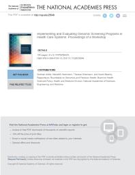 ﻿پیاده سازی و ارزیابی برنامه های غربالگری ژنومی در سیستم های مراقبت های بهداشتی: مجموعه مقالات یک کارگاه آموزشی