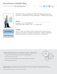 ﻿نقش مطالعات بالینی برای حیوانات خانگی با تومورهای طبیعی در تحقیقات سرطان ترجمه: خلاصه کارگاه