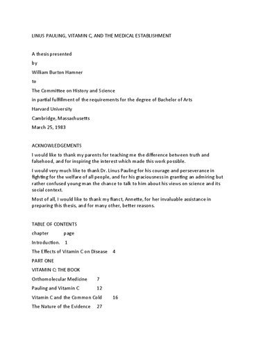 ﻿لینوس پاولینگ، ویتامین C و مؤسسه پزشکی (1983)