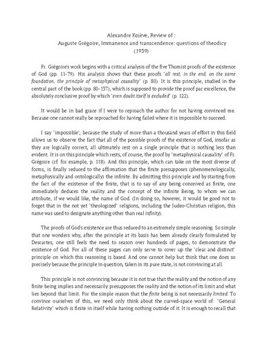 ﻿مروری بر: آگوست گرگوار، ماندگاری و متعالی: سوالات تئودیسه (1939)