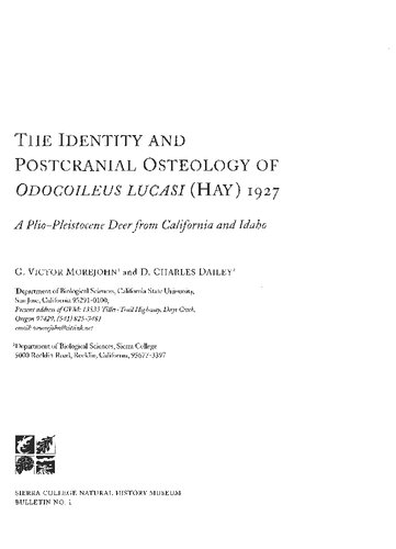 ﻿هویت و استخوان شناسی پس از جمجمه Odocoileus Lucasi (Hay) 1927: یک گوزن پلیو-پلیستوسن از کالیفرنیا و آیداهو