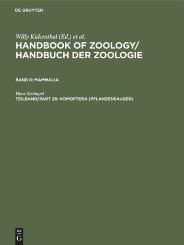 ﻿Handbook of Zoology / Handbook of Zoology: Part 28 Homoptera (مکنده های گیاهی)